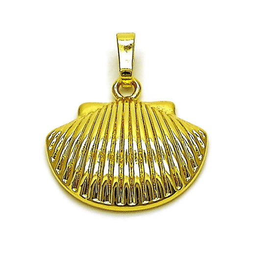 Oro Laminado Fancy Pendant, Gold Filled Style Shell Design, Polished, Golden Finish