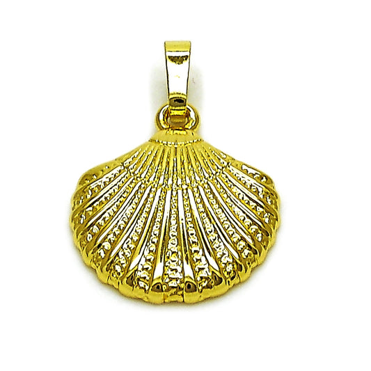 Oro Laminado Fancy Pendant, Gold Filled Style Shell Design, Polished, Golden Finish