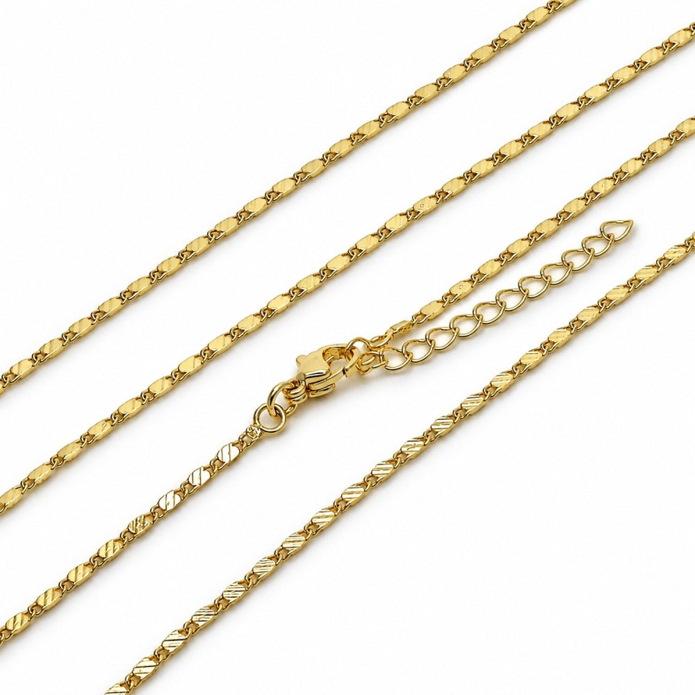 Oro Laminado Basic Necklace, Gold Filled Style Diamond Cutting Finish, Golden Finish
