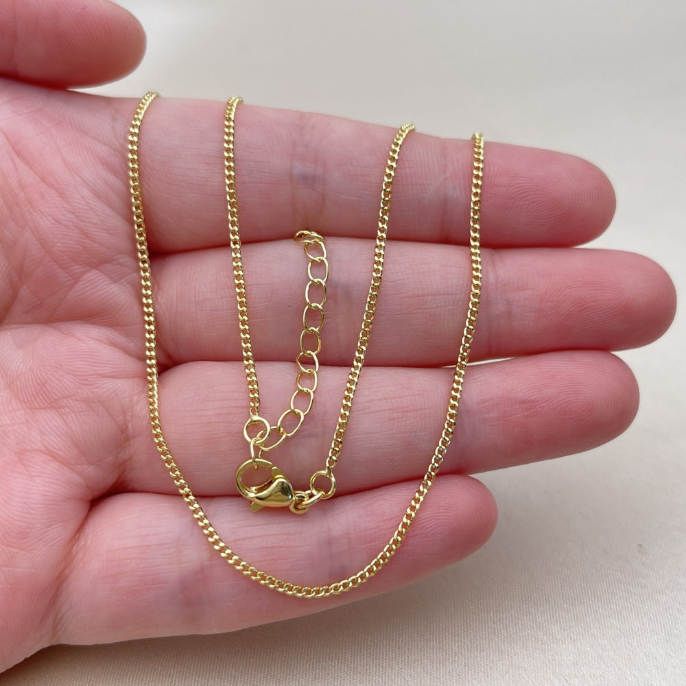 Oro Laminado Basic Necklace, Gold Filled Style Miami Cuban Design, Polished, Golden Finish