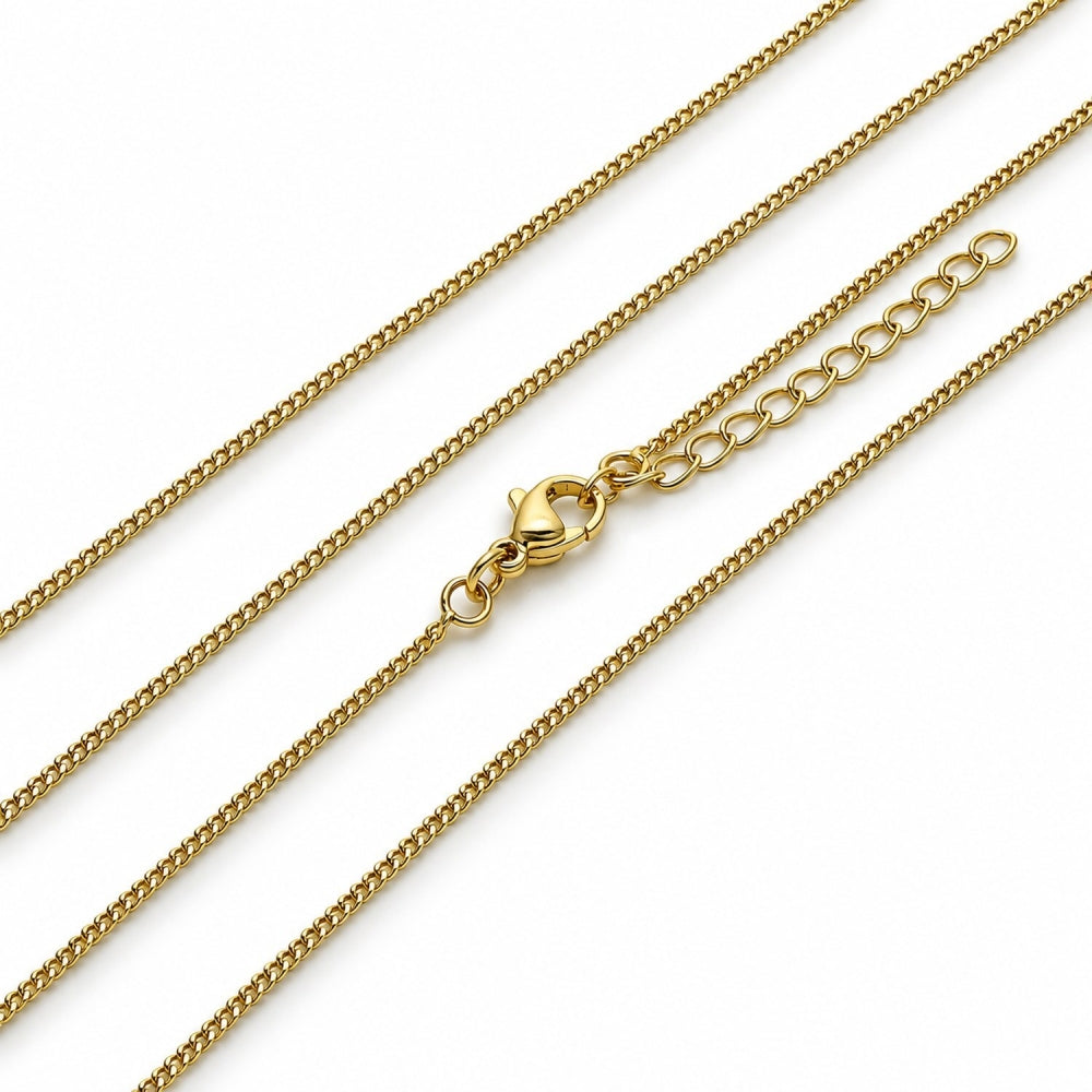 Oro Laminado Basic Necklace, Gold Filled Style Miami Cuban Design, Polished, Golden Finish