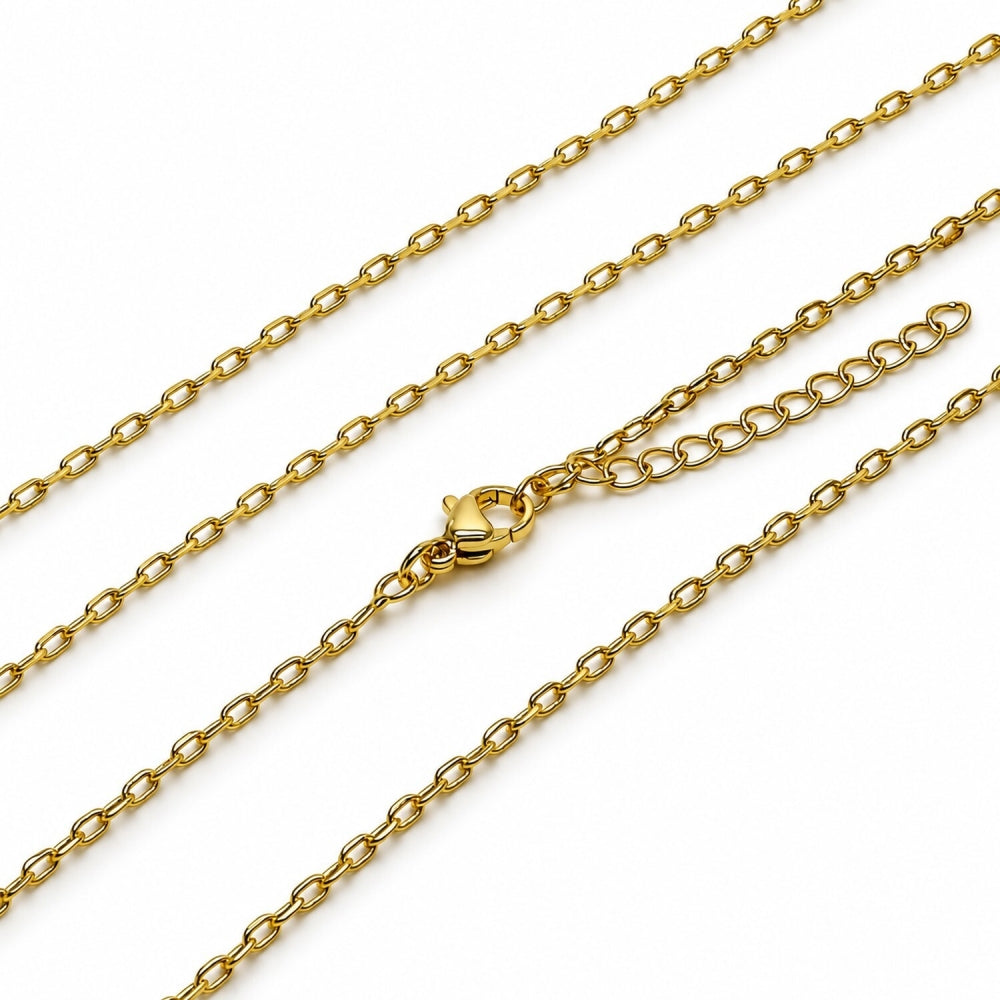 Oro Laminado Basic Necklace, Gold Filled Style Rolo and Paperclip Design, Polished, Golden Finish