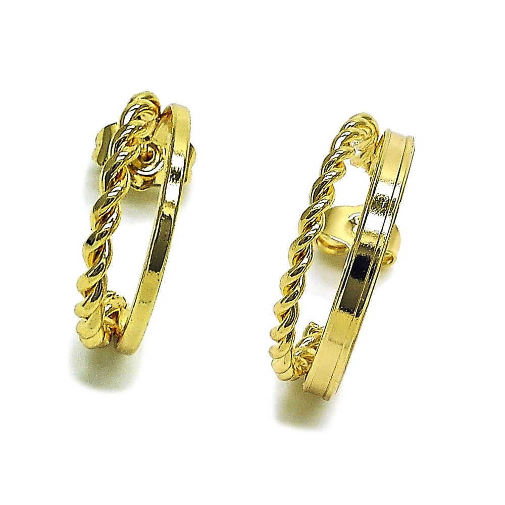 Oro Laminado Small Hoop, Gold Filled Style Twist Design, Polished, Golden Finish