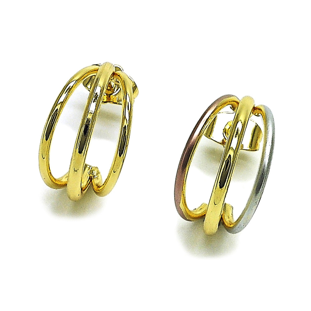 Oro Laminado Small Hoop, Gold Filled Style Twist Design, Polished, Golden Finish