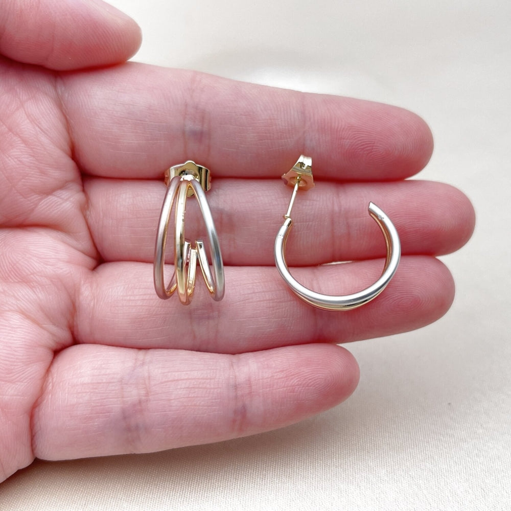 Oro Laminado Small Hoop, Gold Filled Style Polished, Tricolor