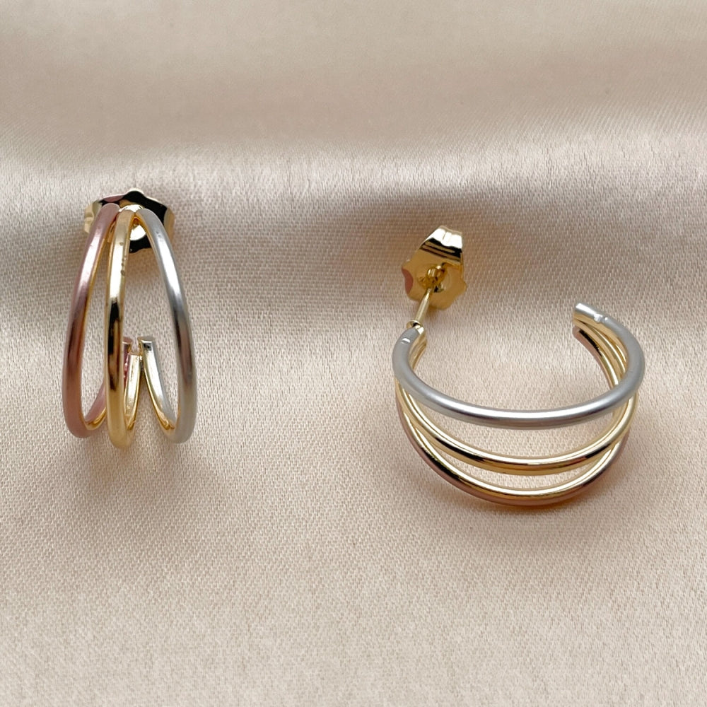 Oro Laminado Small Hoop, Gold Filled Style Polished, Tricolor