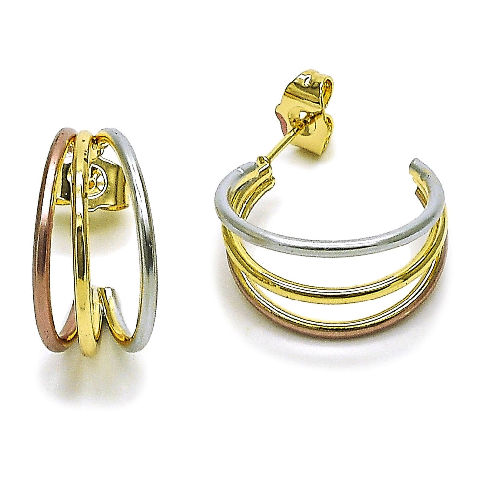 Oro Laminado Small Hoop, Gold Filled Style Polished, Tricolor