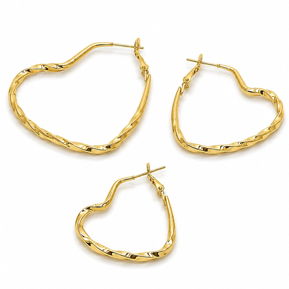 Oro Laminado Medium Hoop, Gold Filled Style Heart and Hollow Design, Polished, Golden Finish