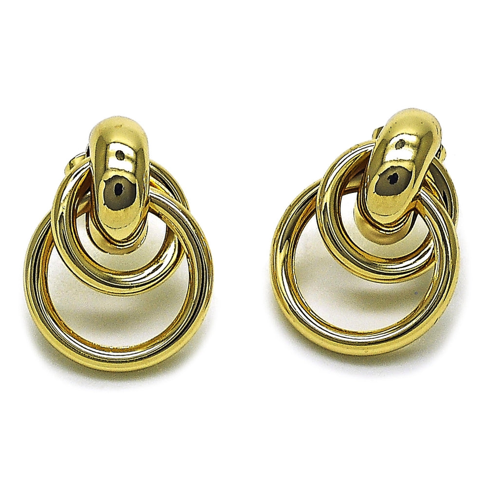 Oro Laminado Long Earring, Gold Filled Style Hollow Design, Polished, Golden Finish