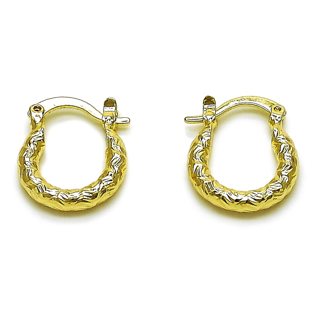 Oro Laminado Small Hoop, Gold Filled Style Diamond Cutting Finish, Golden Finish