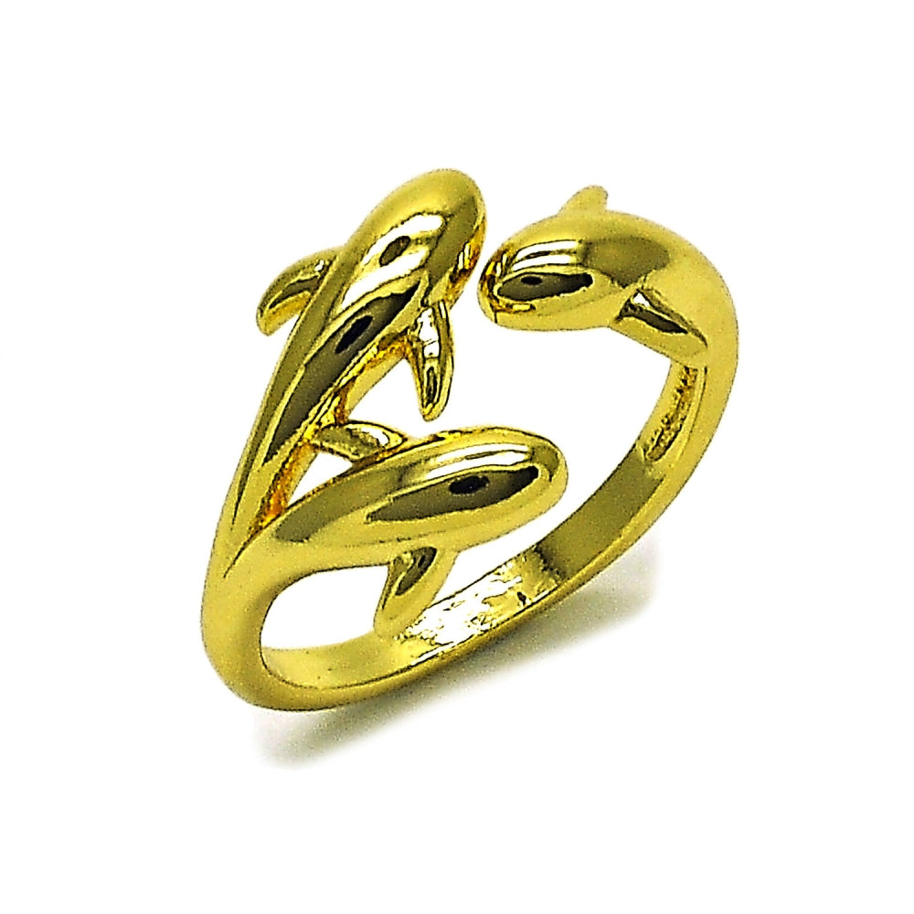 Oro Laminado Elegant Ring, Gold Filled Style Dolphin Design, Polished, Golden Finish