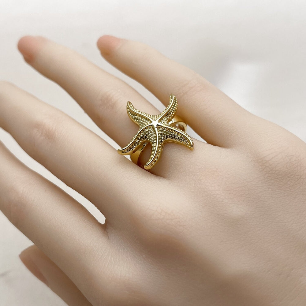 Oro Laminado Elegant Ring, Gold Filled Style Star Design, Polished, Golden Finish
