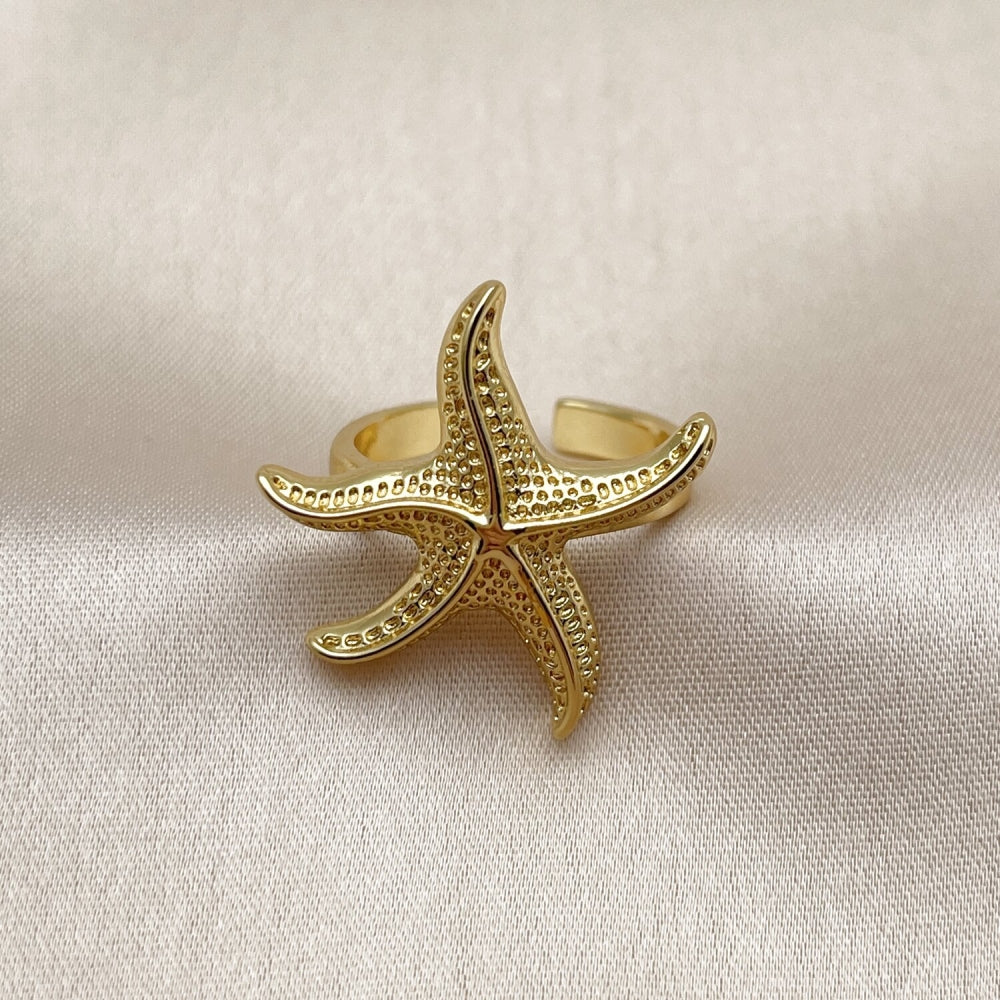 Oro Laminado Elegant Ring, Gold Filled Style Star Design, Polished, Golden Finish