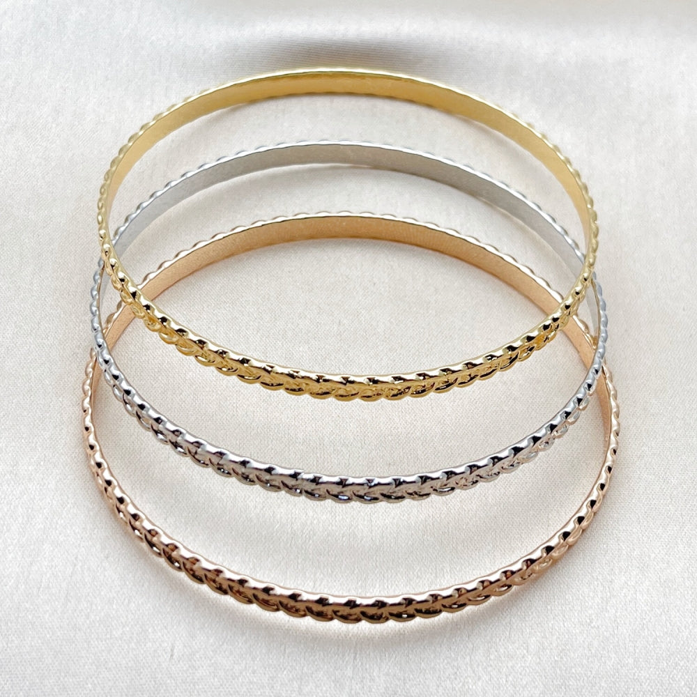 Oro Laminado Trio Bangle, Gold Filled Style Polished, Tricolor