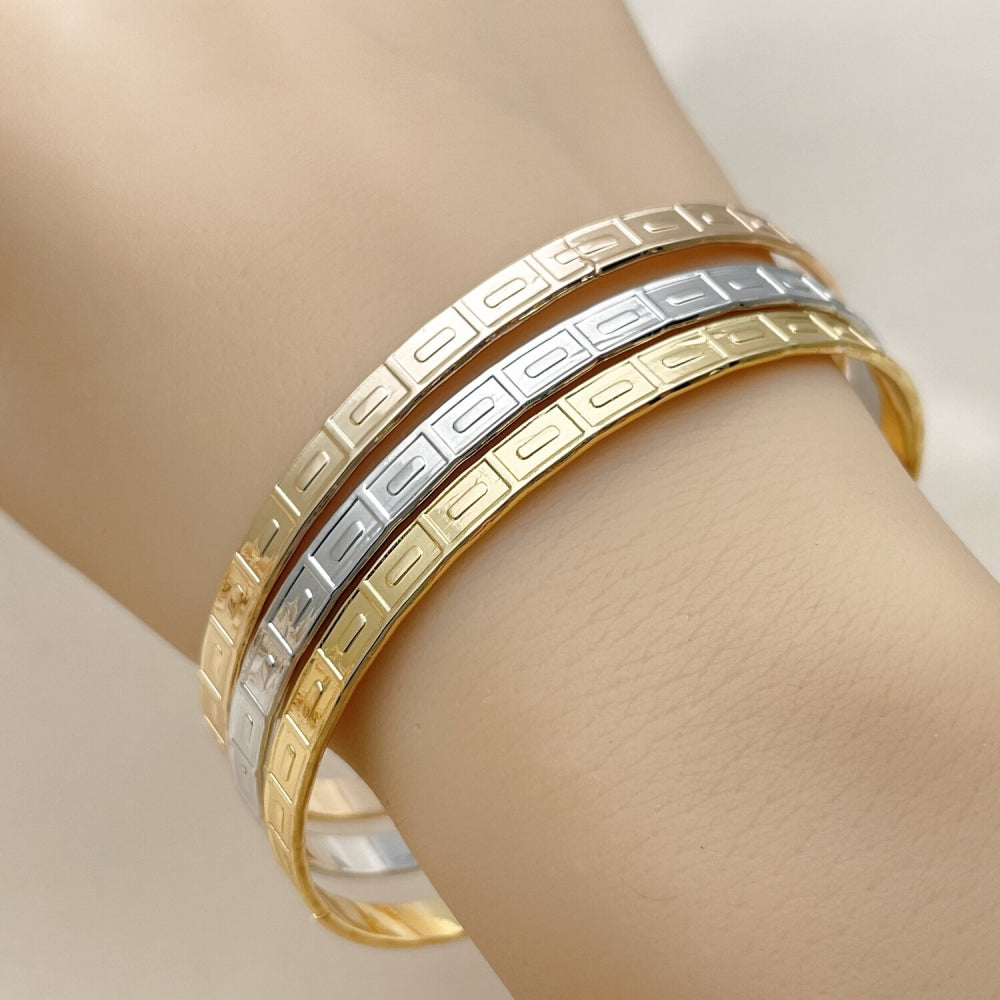 Oro Laminado Trio Bangle, Gold Filled Style Polished, Tricolor