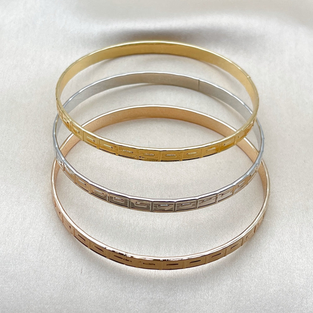 Oro Laminado Trio Bangle, Gold Filled Style Polished, Tricolor