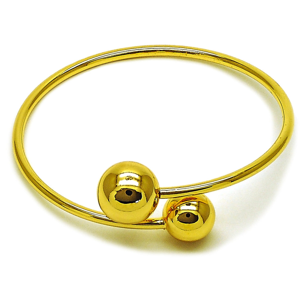 Oro Laminado Individual Bangle, Gold Filled Style Ball Design, Polished, Golden Finish