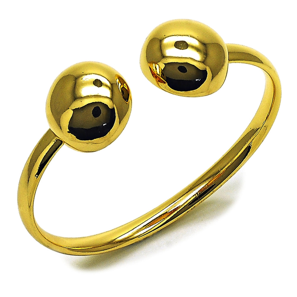Oro Laminado Individual Bangle, Gold Filled Style Ball Design, Polished, Golden Finish