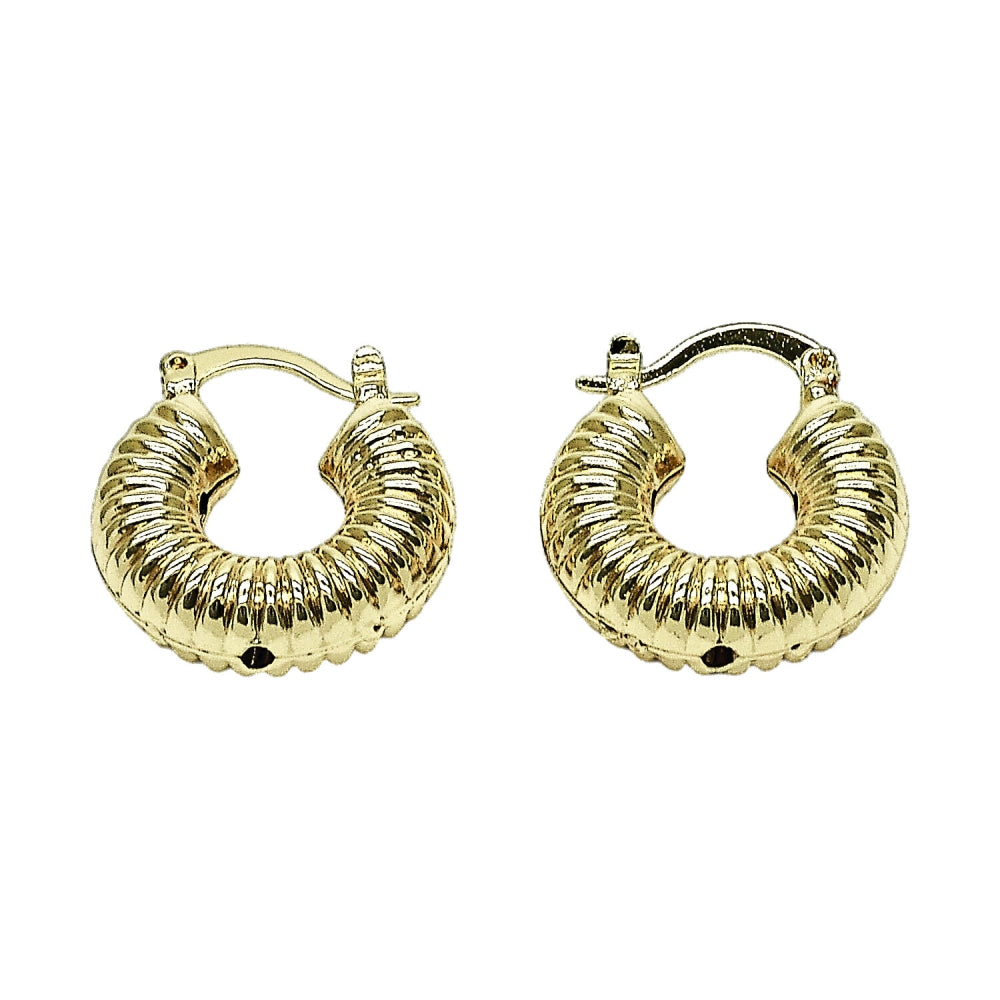 Oro Laminado Small Hoop, Gold Filled Style Hollow Design, Polished, Golden Finish