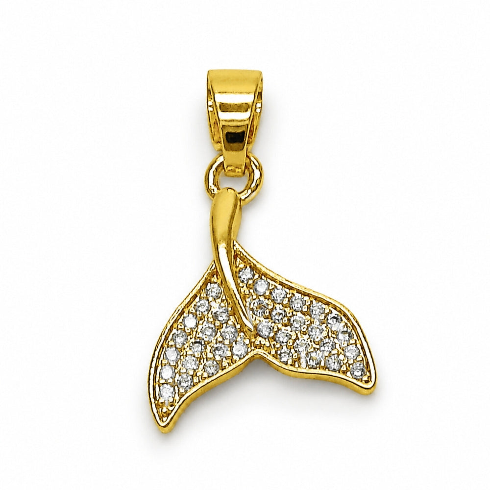 Oro Laminado Fancy Pendant, Gold Filled Style Fish Design, with White Cubic Zirconia, Polished, Golden Finish