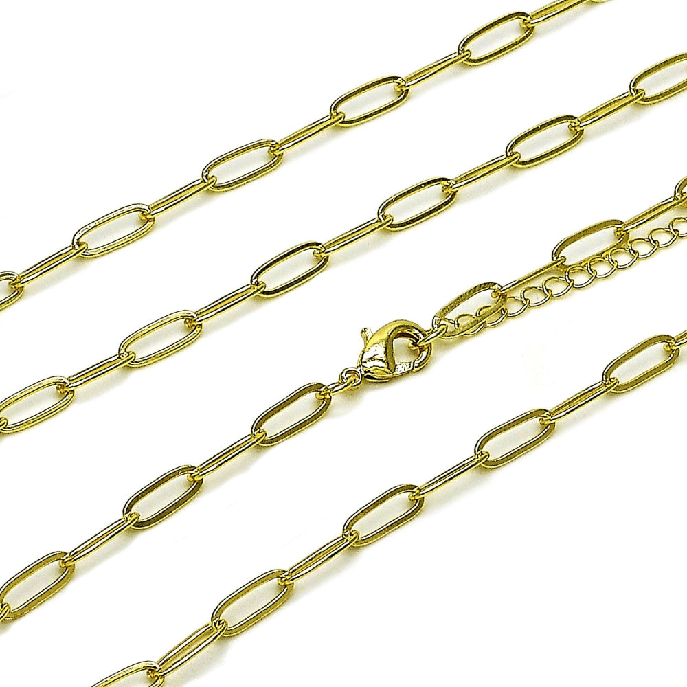 Oro Laminado Basic Necklace, Gold Filled Style Paperclip Design, Polished, Golden Finish