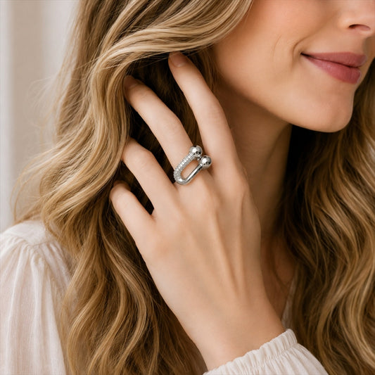 Rhodium Gold Filled Multi Stone Ring, with White Micro Pave, Polished, Rhodium Finish
