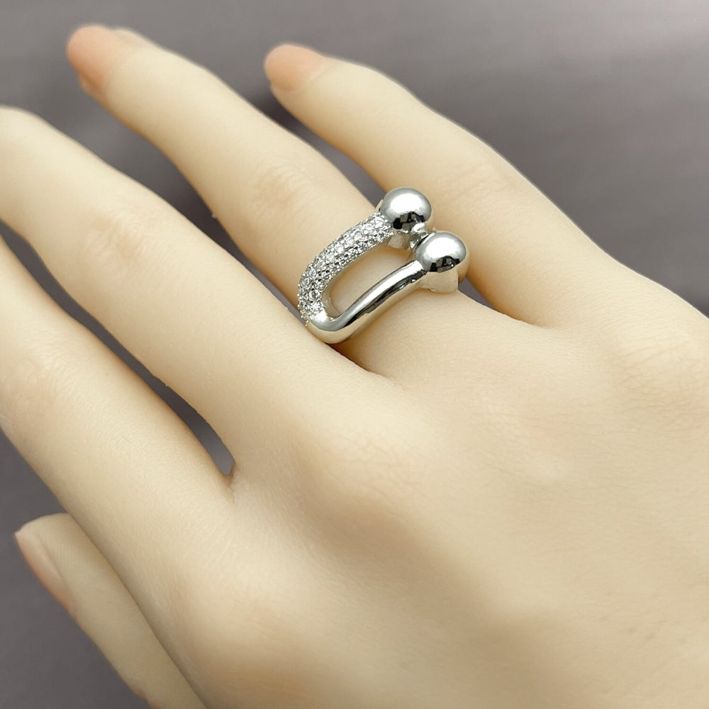 Rhodium Gold Filled Multi Stone Ring, with White Micro Pave, Polished, Rhodium Finish