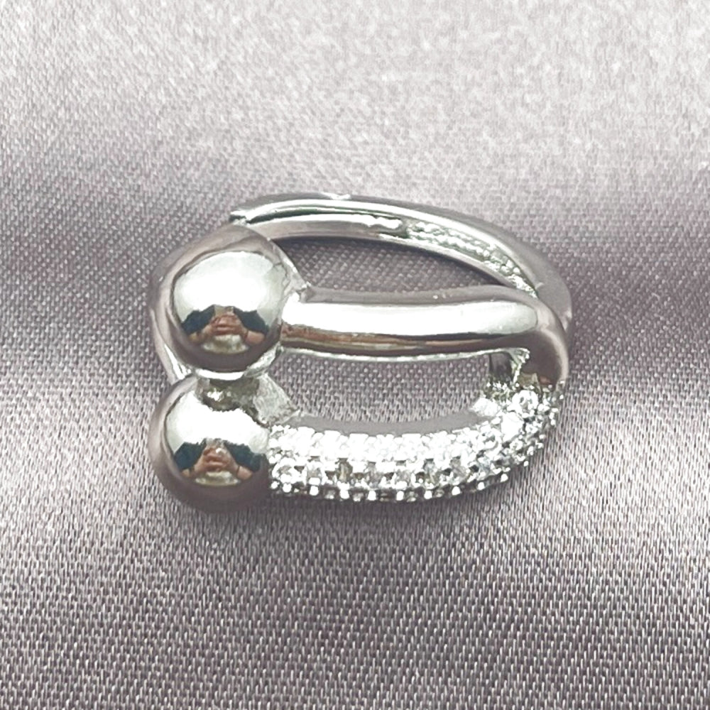 Rhodium Gold Filled Multi Stone Ring, with White Micro Pave, Polished, Rhodium Finish