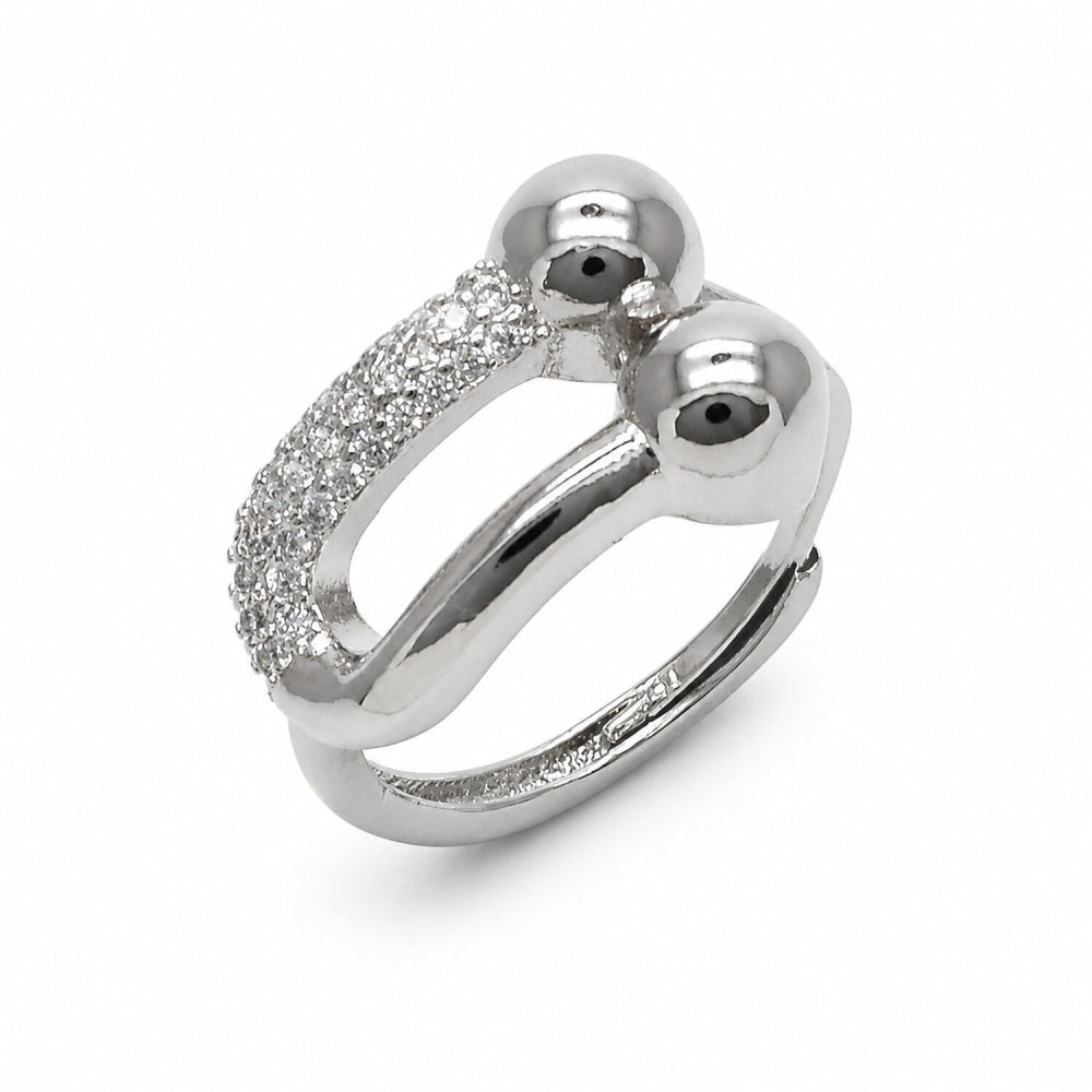 Rhodium Gold Filled Multi Stone Ring, with White Micro Pave, Polished, Rhodium Finish