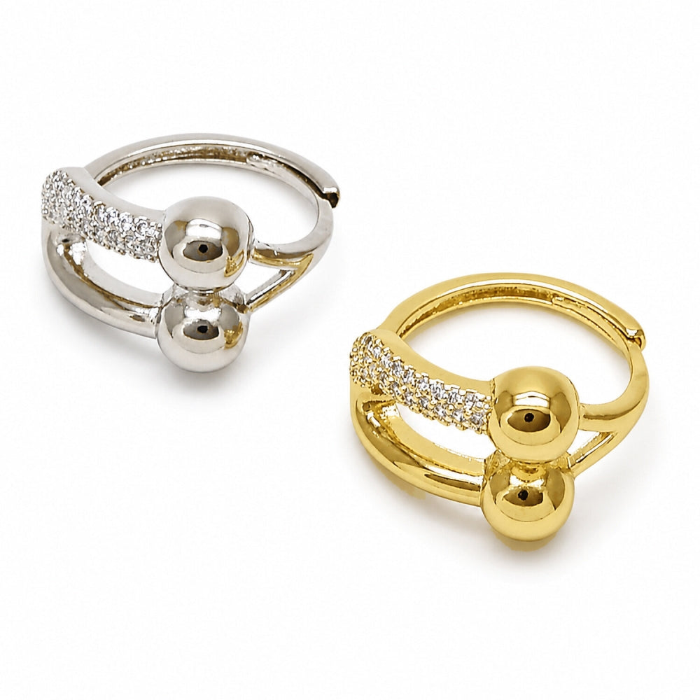 Rhodium Gold Filled Multi Stone Ring, with White Micro Pave, Polished, Rhodium Finish