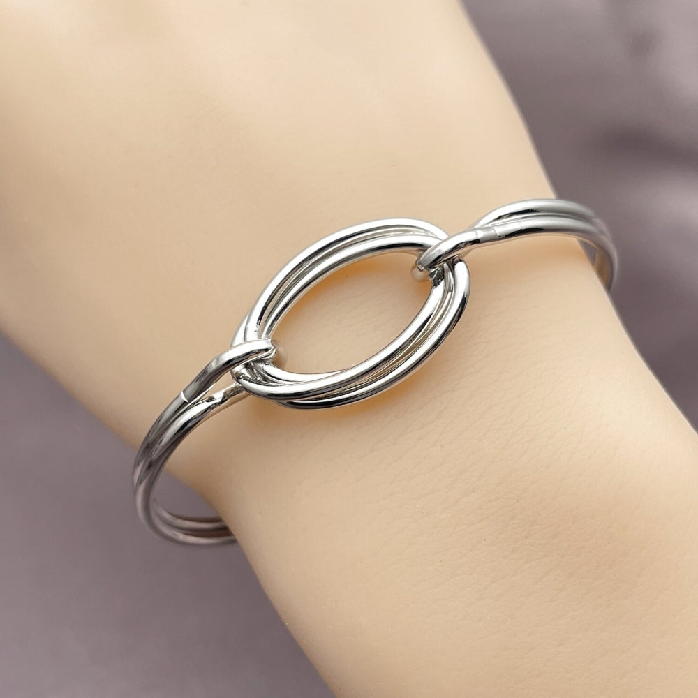 Rhodium Gold Filled Individual Bangle, Love Knot Design, Polished, Rhodium Finish