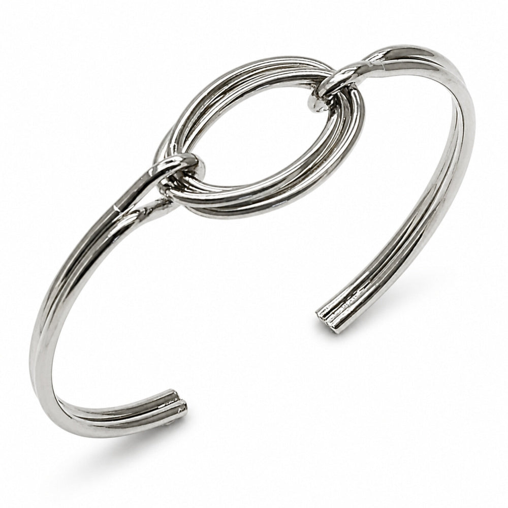 Rhodium Gold Filled Individual Bangle, Love Knot Design, Polished, Rhodium Finish