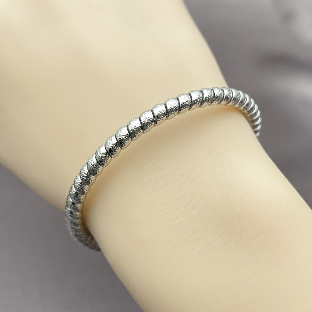Rhodium Gold Filled Individual Bangle, Twist Design, Matte Finish, Rhodium Finish