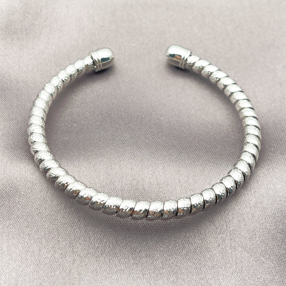 Rhodium Gold Filled Individual Bangle, Twist Design, Matte Finish, Rhodium Finish