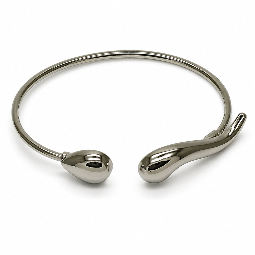 Rhodium Gold Filled Individual Bangle, Teardrop Design, Polished, Rhodium Finish