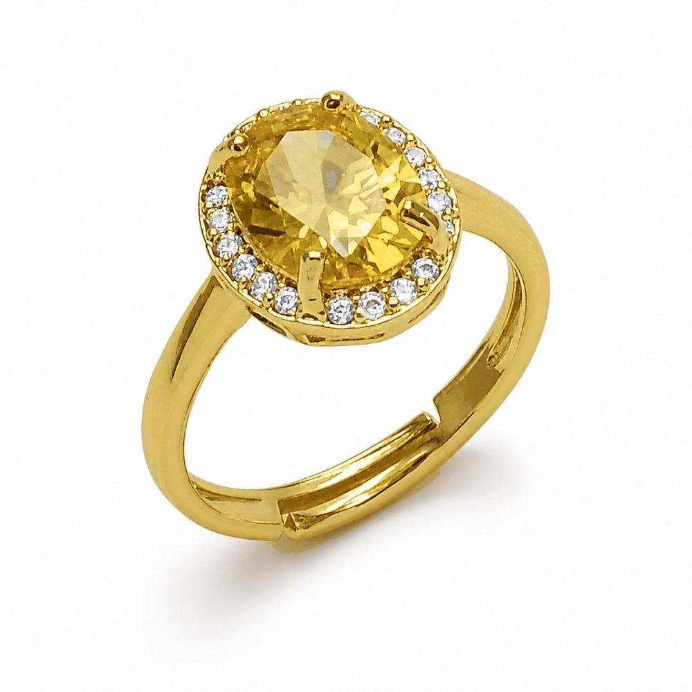Oro Laminado Multi Stone Ring, Gold Filled Style Cluster Design, with Yellow and White Cubic Zirconia, Polished, Golden Finish