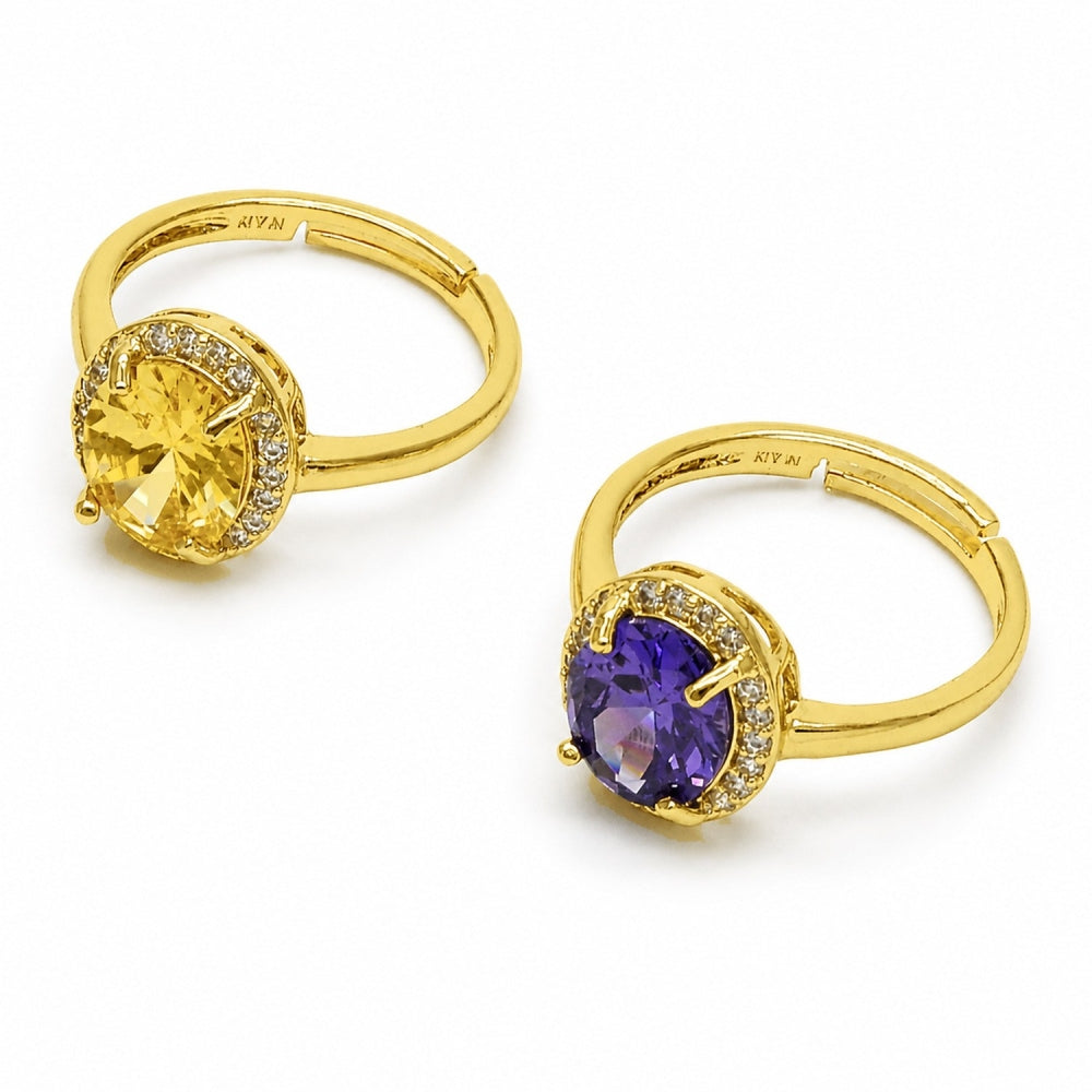 Oro Laminado Multi Stone Ring, Gold Filled Style Cluster Design, with Yellow and White Cubic Zirconia, Polished, Golden Finish