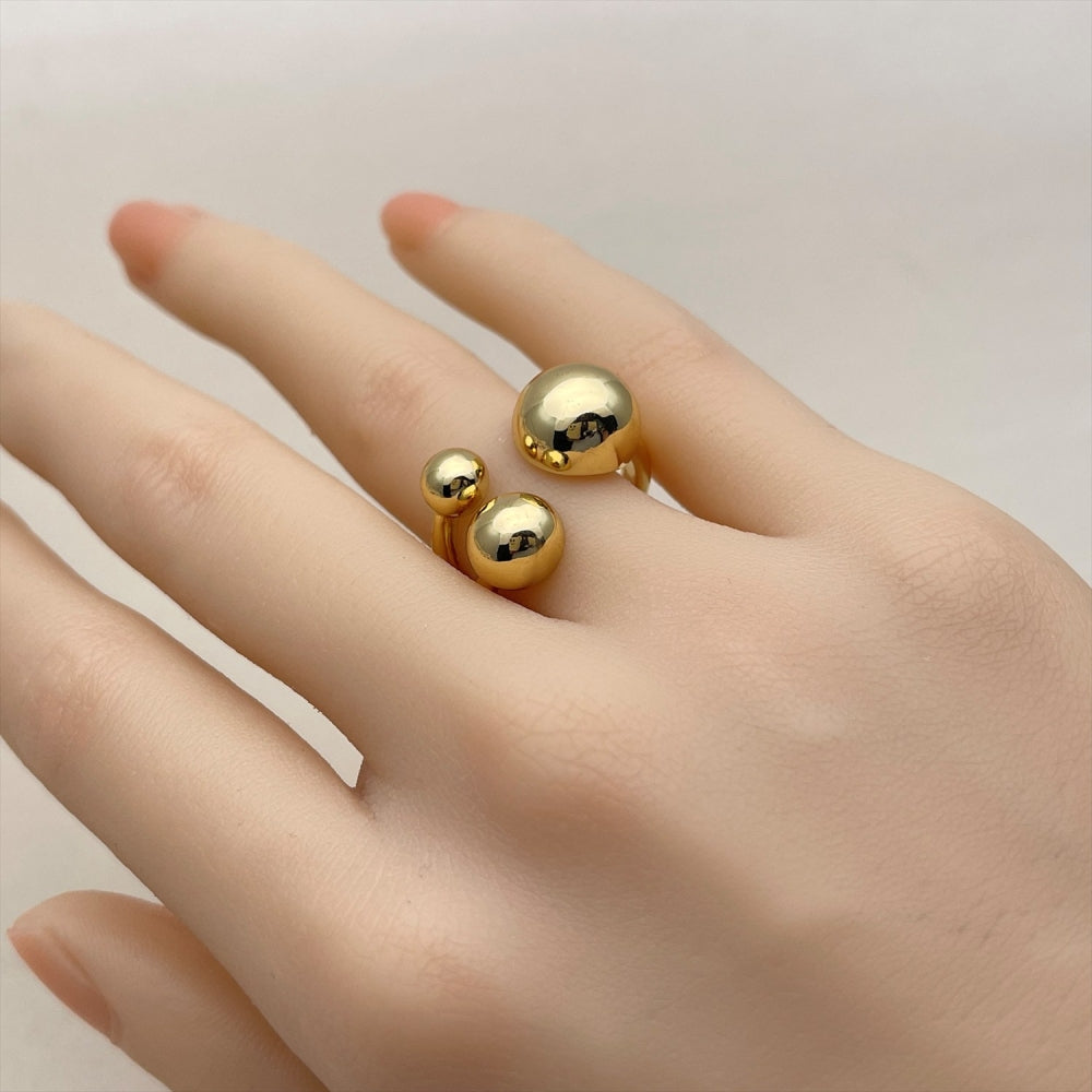 Oro Laminado Elegant Ring, Gold Filled Style Ball Design, Polished, Golden Finish