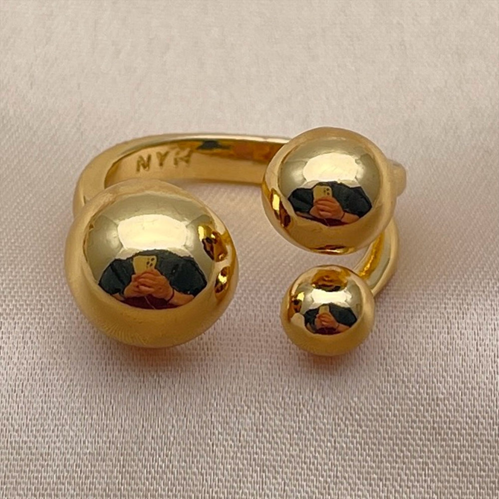 Oro Laminado Elegant Ring, Gold Filled Style Ball Design, Polished, Golden Finish