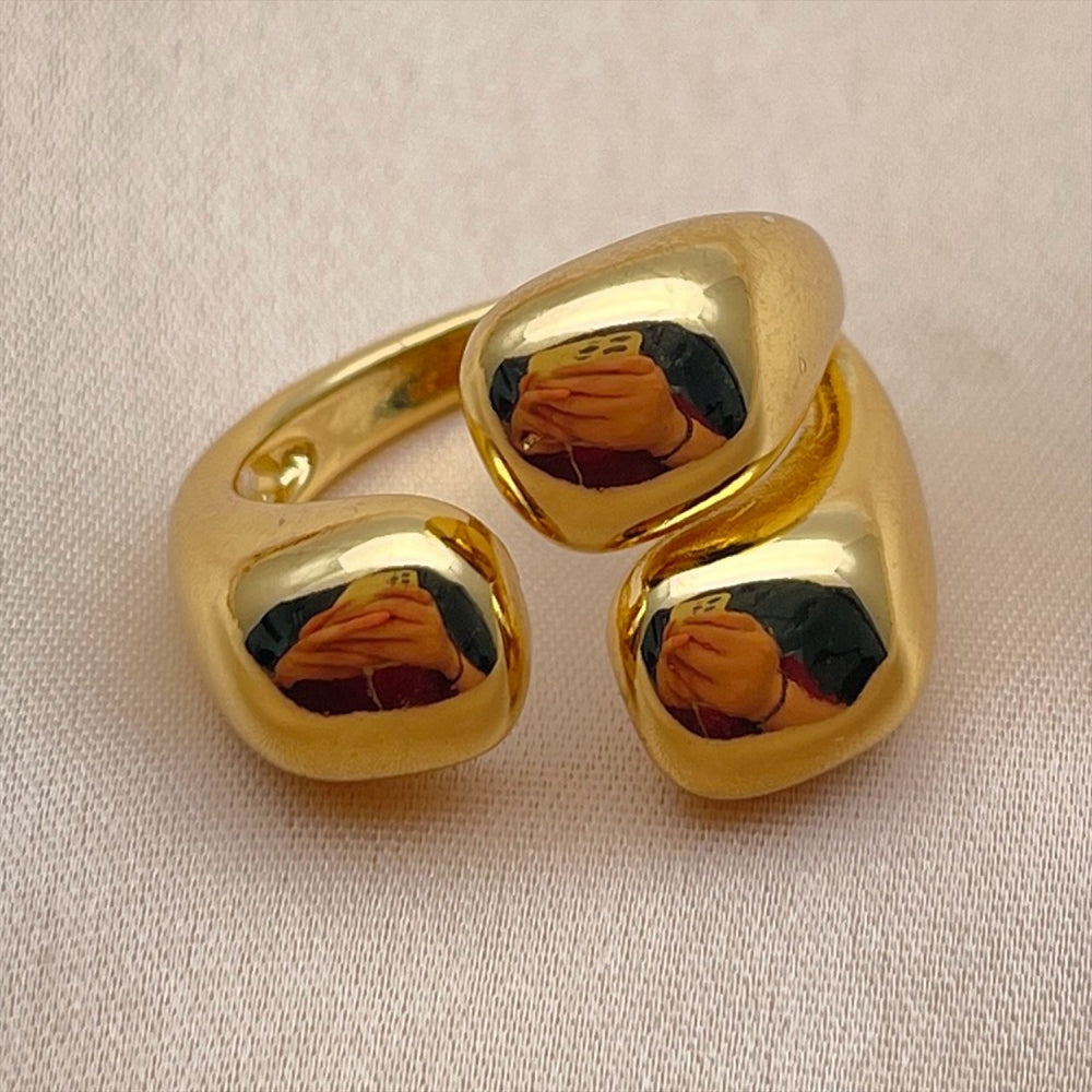 Oro Laminado Elegant Ring, Gold Filled Style Ball Design, Polished, Golden Finish