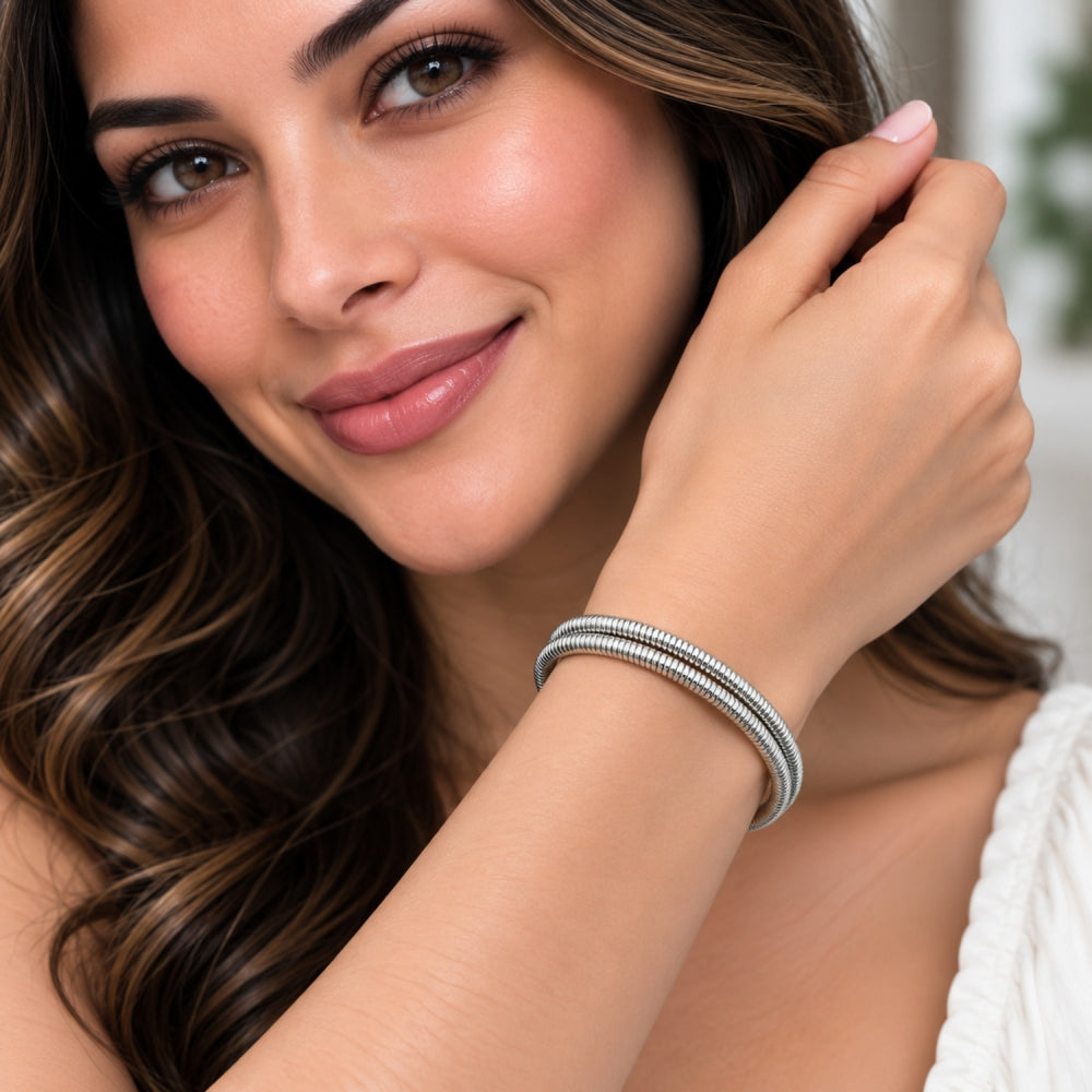 Rhodium Gold Filled Individual Bangle, Polished, Rhodium Finish
