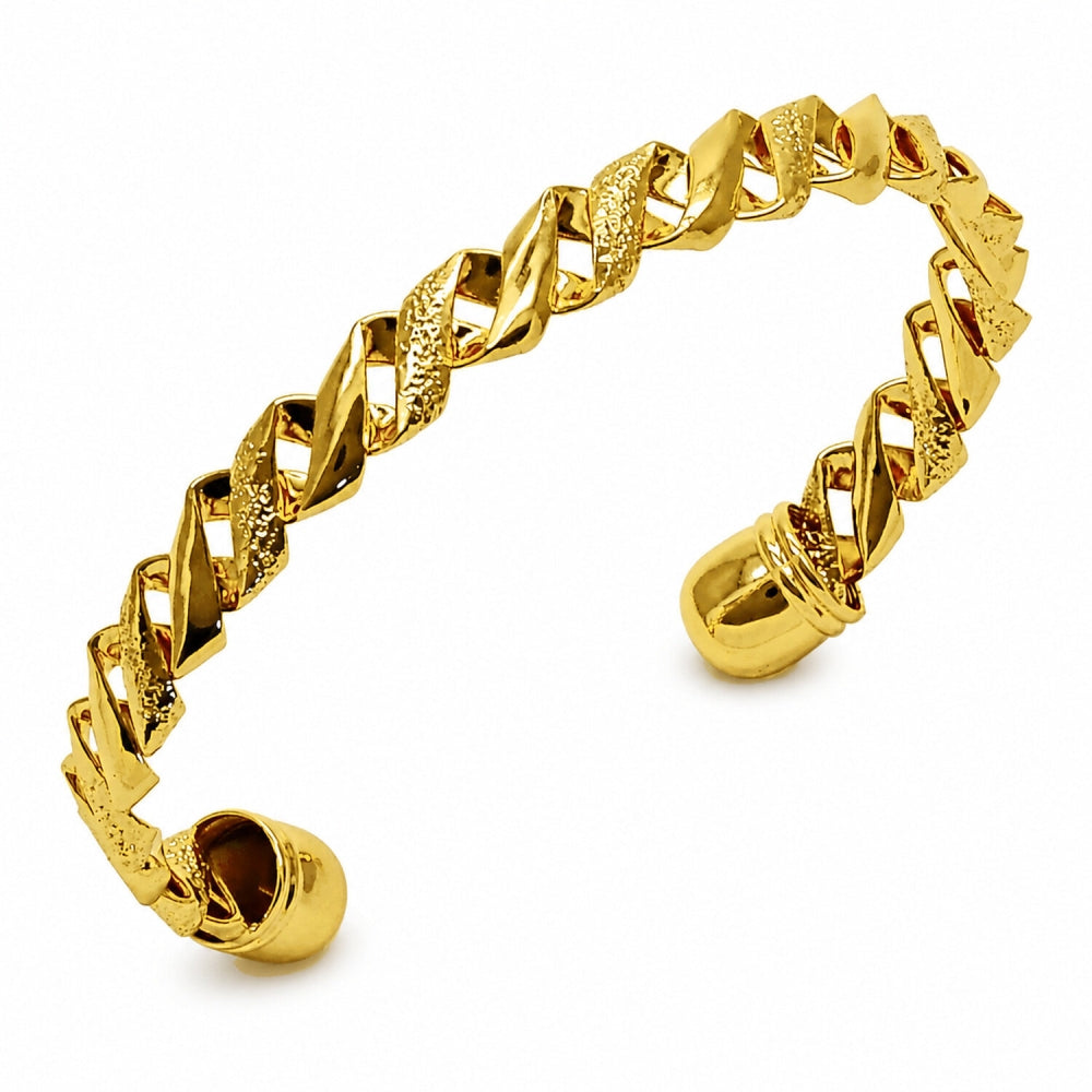 Oro Laminado Individual Bangle, Gold Filled Style Twist Design, Polished, Golden Finish