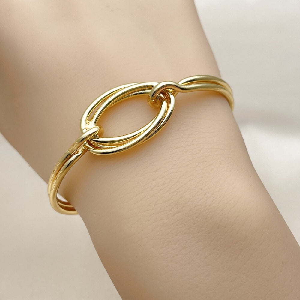Oro Laminado Individual Bangle, Gold Filled Style Love Knot Design, Polished, Golden Finish