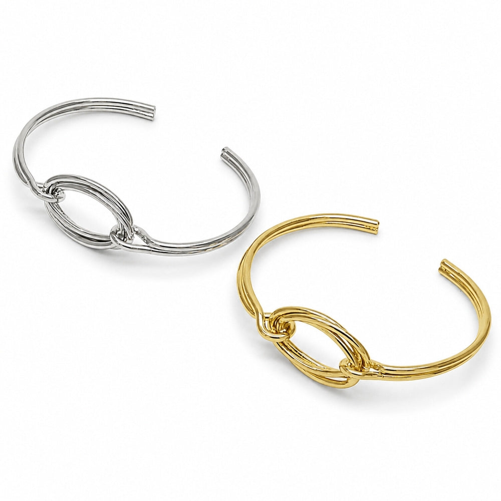 Oro Laminado Individual Bangle, Gold Filled Style Love Knot Design, Polished, Golden Finish