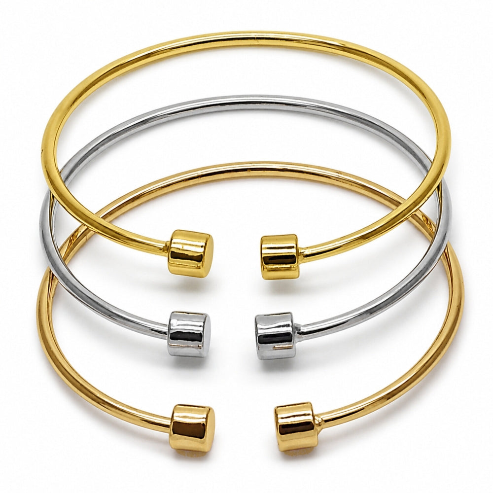 Oro Laminado Trio Bangle, Gold Filled Style Polished, Tricolor