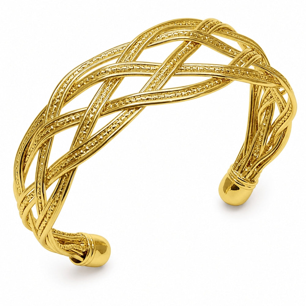 Oro Laminado Individual Bangle, Gold Filled Style Twist Design, Polished, Golden Finish