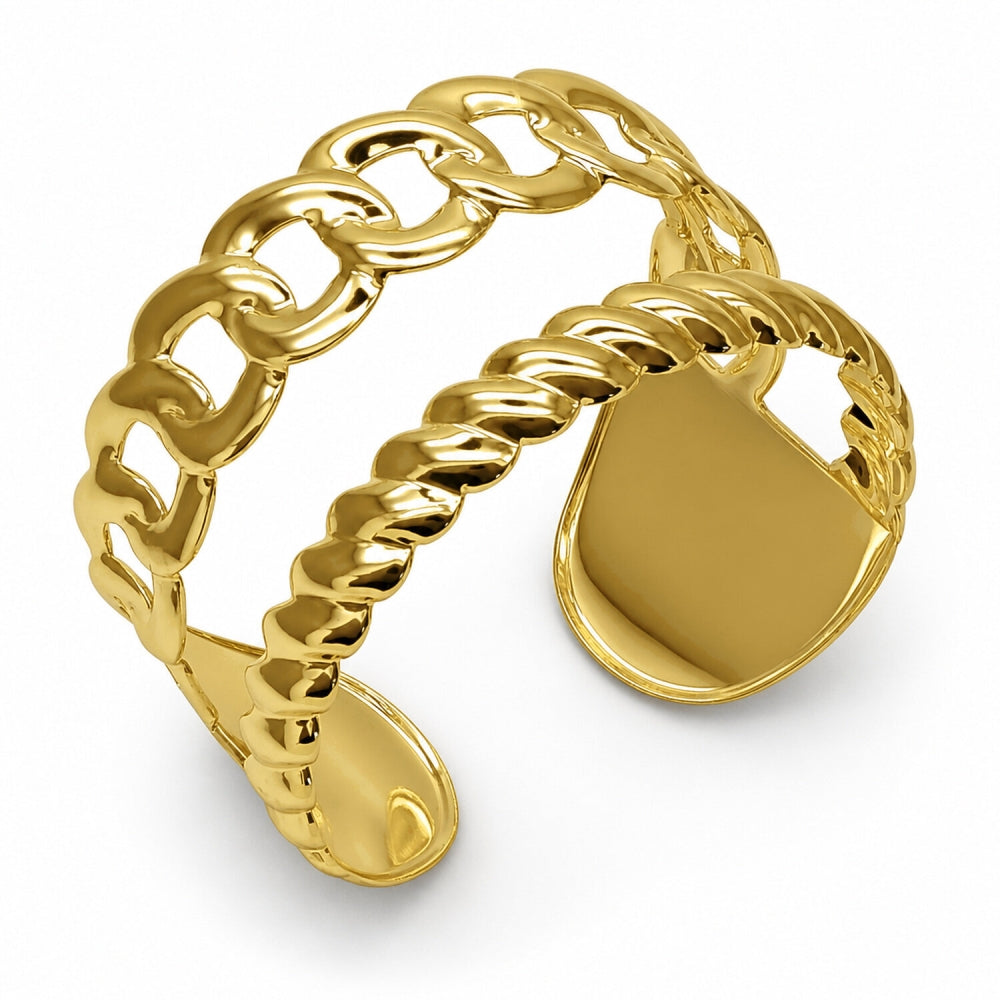 Oro Laminado Individual Bangle, Gold Filled Style Miami Cuban Design, Polished, Golden Finish
