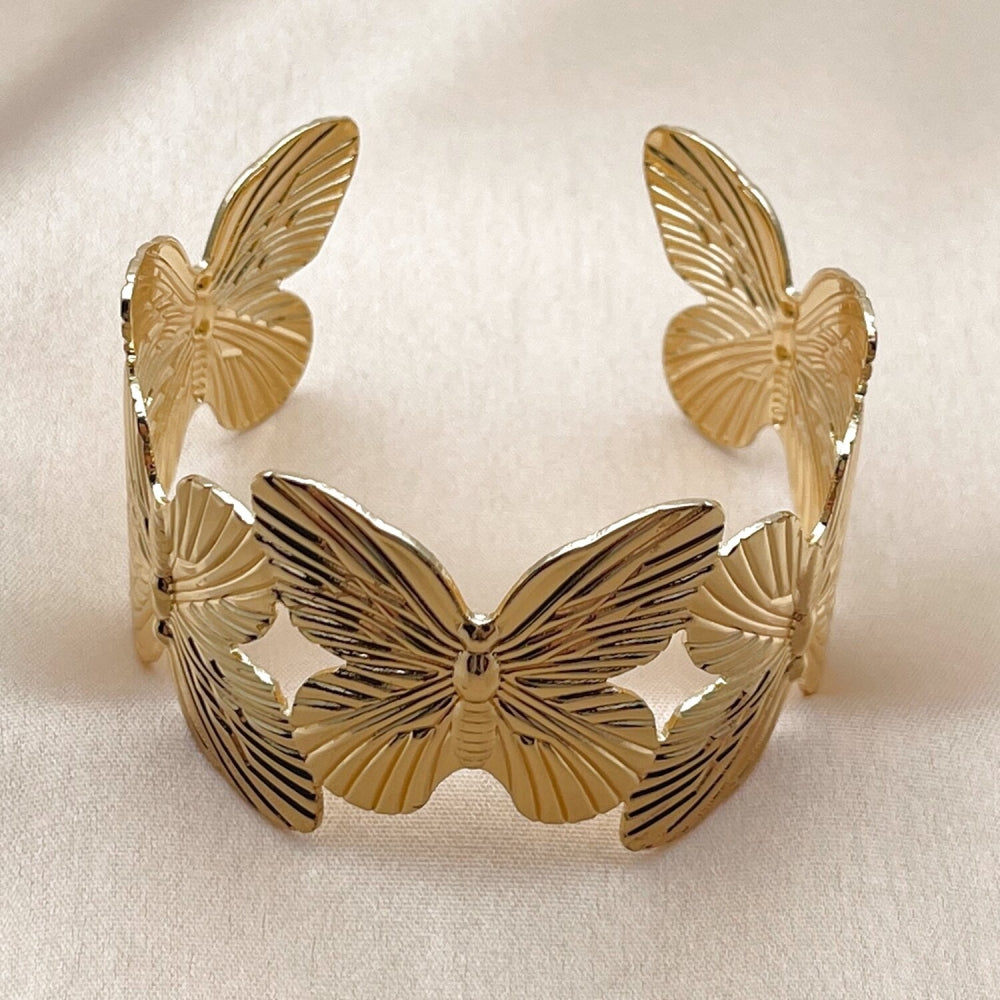 Oro Laminado Individual Bangle, Gold Filled Style Butterfly Design, Polished, Golden Finish