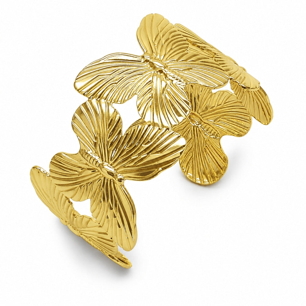 Oro Laminado Individual Bangle, Gold Filled Style Butterfly Design, Polished, Golden Finish