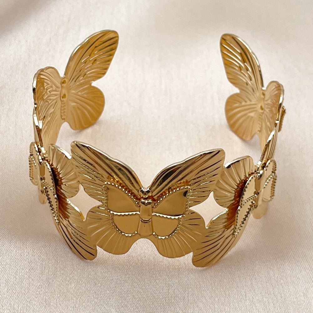 Oro Laminado Individual Bangle, Gold Filled Style Butterfly Design, Polished, Golden Finish
